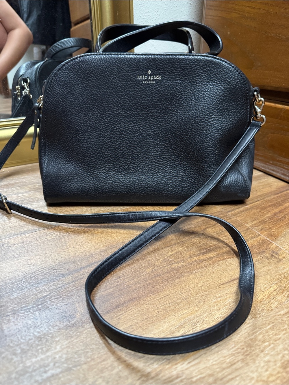 Kate Spade Bayley Atwood Place dome satchel in black pebbled leather